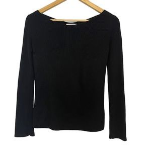 ARITZIA Babaton Kitano Sweater Cross Back Ribbed Wool Linen Black Knit Sz XS